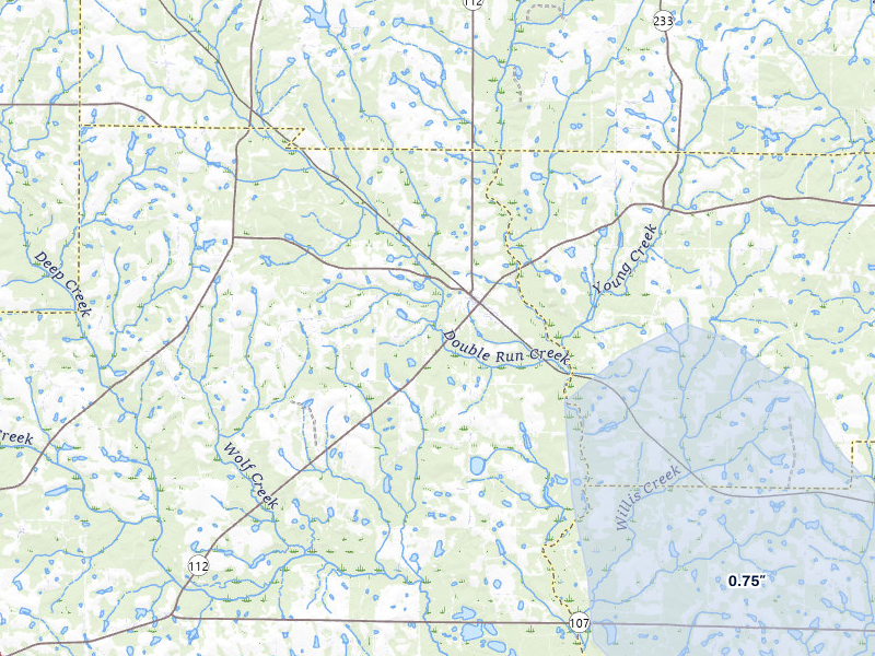 NEXRAD radar-signature map of the hail storm over Rebecca, GA on Aug 13, 2026