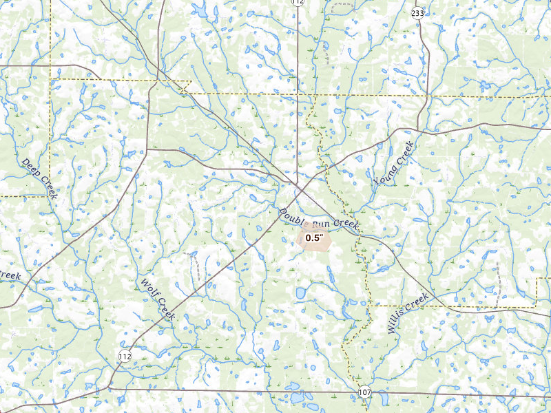 Radar-estimated hail-size map of the storm over Rebecca, GA