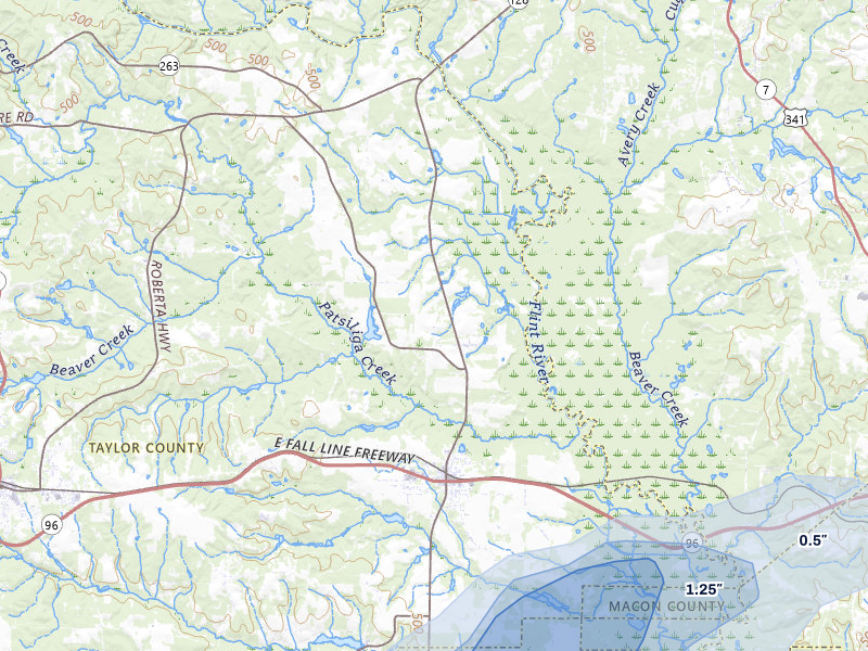 NEXRAD radar-signature map of the hail over Reynolds, GA