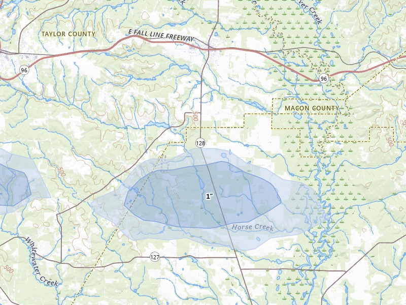 NEXRAD radar-signature map of the hail storm over Reynolds, GA on Aug 11, 2026
