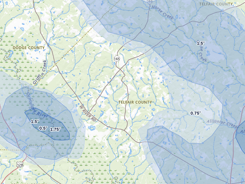 NEXRAD radar-signature map of the hail storm over Rhine, GA on May 17, 2026