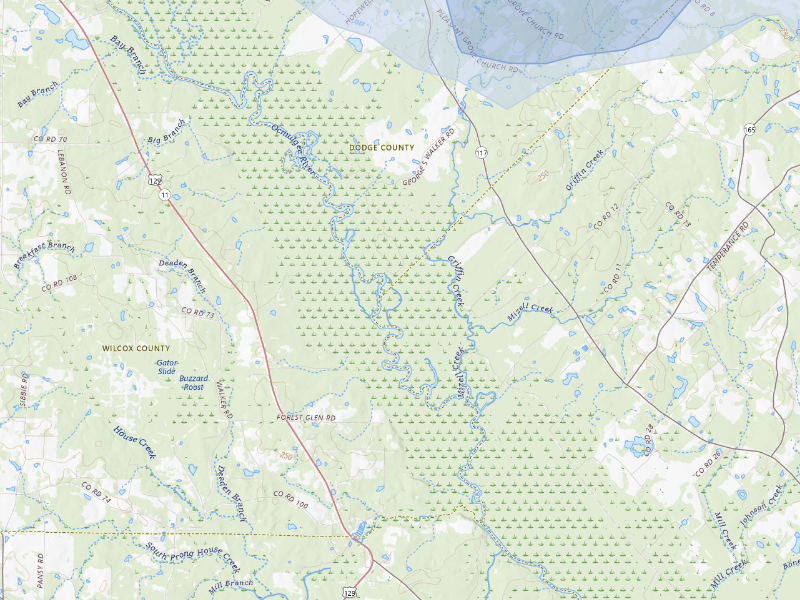 NEXRAD radar-signature map of the hail storm over Rhine, GA on Aug 21, 2026