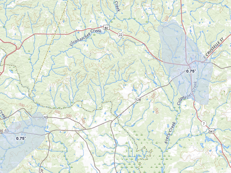 NEXRAD radar-signature map of the hail storm over Roberta, GA on Apr 1, 2026