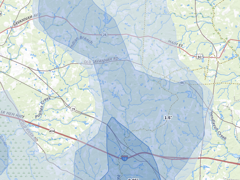 NEXRAD radar-signature map of the hail storm over Rockledge, GA on May 17, 2026