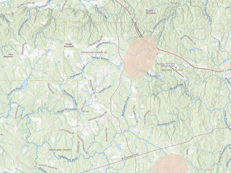 Radar-estimated hail-size map of the storm over Rockmart, GA