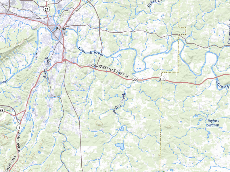 Radar-estimated hail-size map of the storm over Rome, GA