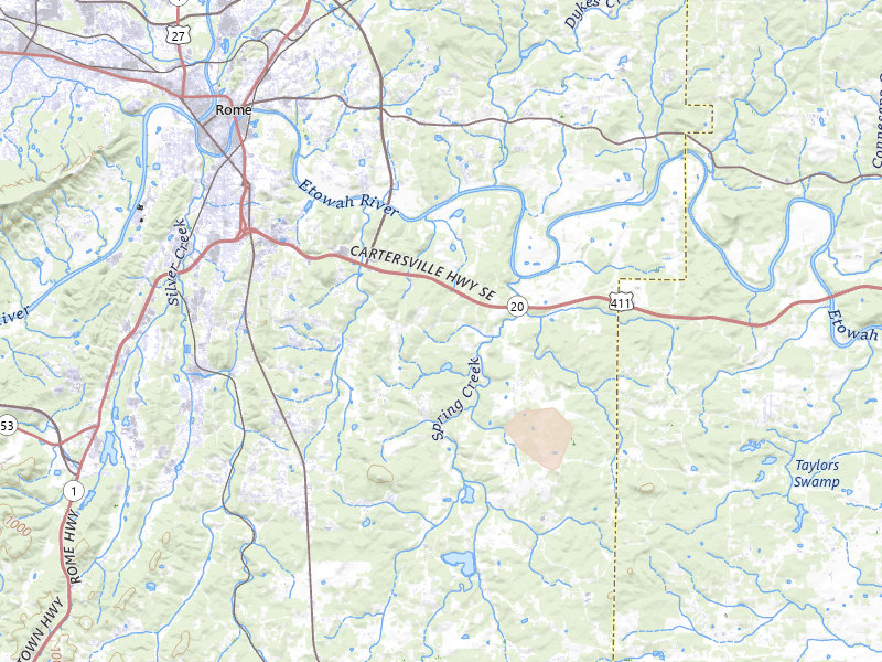 Radar-estimated hail-size map of the storm over Rome, GA on Jun 9, 2026