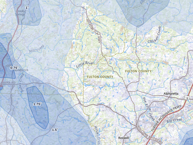 NEXRAD radar-signature map of the hail storm over Roswell, GA on Sep 5, 2026