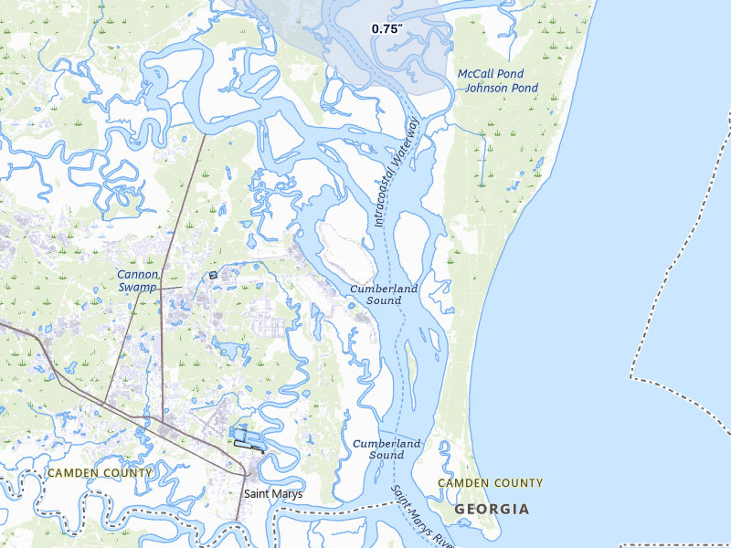 NEXRAD radar-signature map of the hail over Saint Marys, GA
