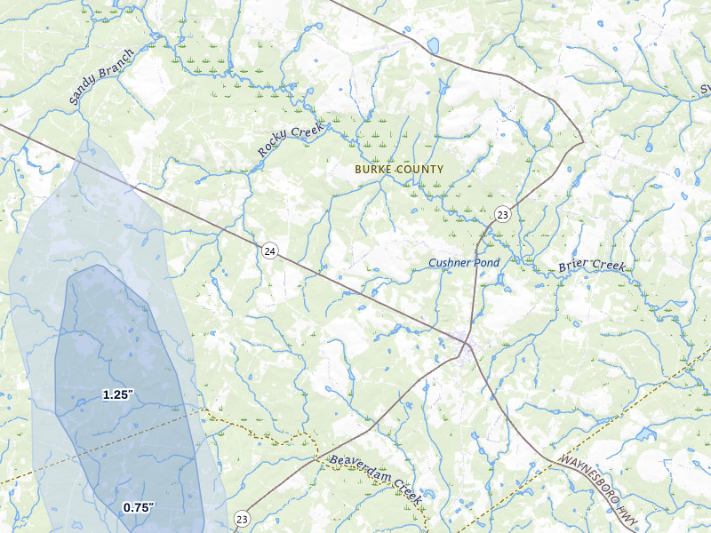 NEXRAD radar-signature map of the hail storm over Sardis, GA on Aug 6, 2026