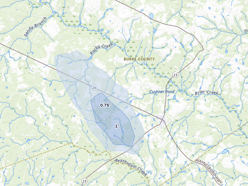 NEXRAD radar-signature map of the hail storm over Sardis, GA on Aug 13, 2026