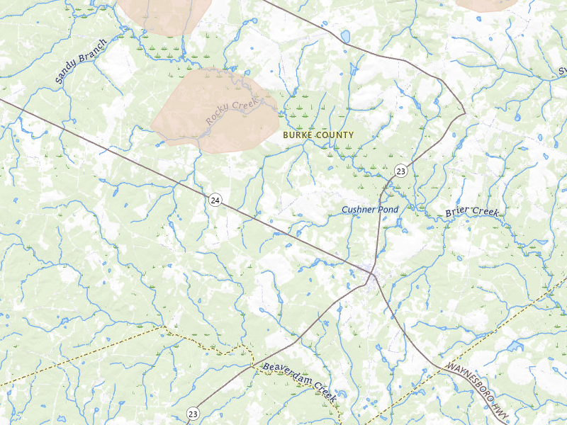 Radar-estimated hail-size map of the storm over Sardis, GA on Aug 21, 2026