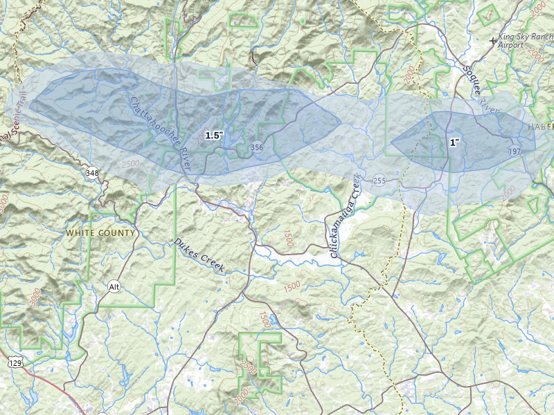 NEXRAD radar-signature map of the hail storm over Sautee Nacoochee, GA on May 6, 2026