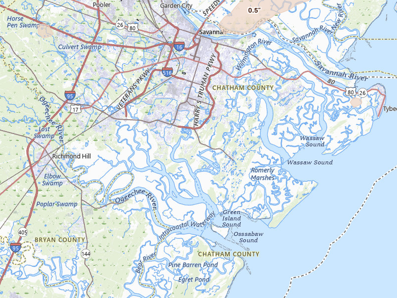 Radar-estimated hail-size map of the storm over Savannah, GA on Jul 9, 2026