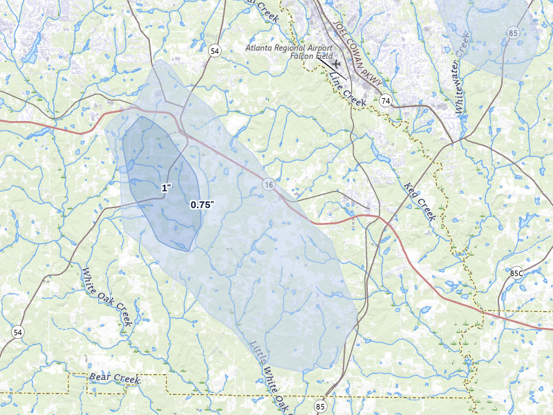 NEXRAD radar-signature map of the hail storm over Senoia, GA on Jul 28, 2026