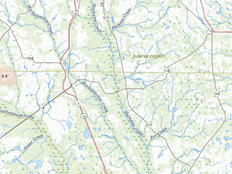 Radar-estimated hail-size map of the storm over Smithville, GA