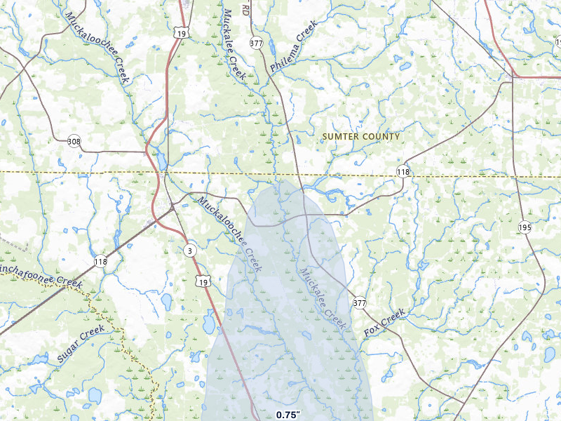 NEXRAD radar-signature map of the hail over Smithville, GA