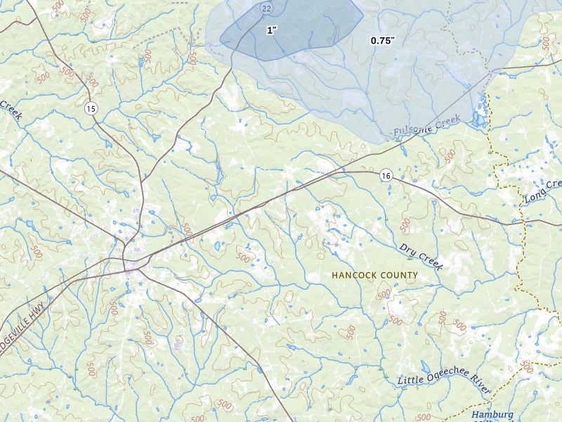 NEXRAD radar-signature map of the hail storm over Sparta, GA on Aug 6, 2026