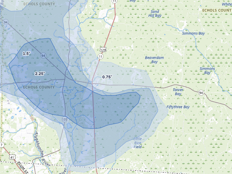 NEXRAD radar-signature map of the hail storm over Statenville, GA on May 17, 2026