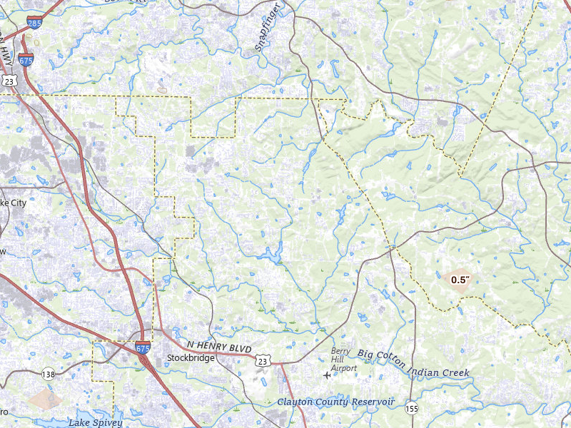 Radar-estimated hail-size map of the storm over Stockbridge, GA