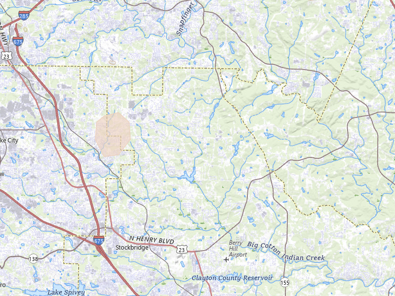 Radar-estimated hail-size map of the storm over Stockbridge, GA on Jul 28, 2026