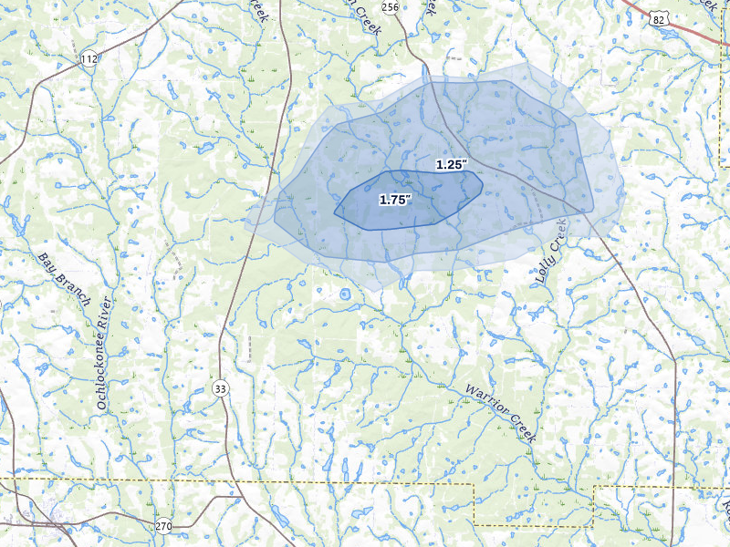 NEXRAD radar-signature map of the hail storm over Sylvester, GA on May 17, 2026