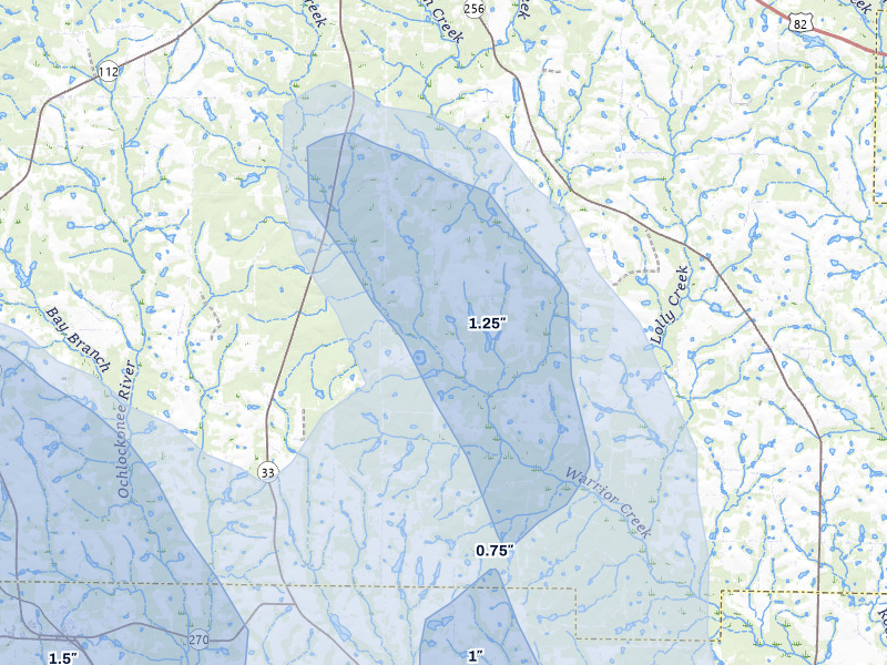 NEXRAD radar-signature map of the hail storm over Sylvester, GA on Jul 29, 2026