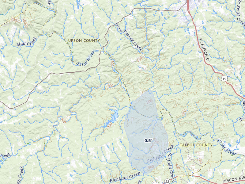 NEXRAD radar-signature map of the hail storm over Talbotton, GA on Apr 1, 2026