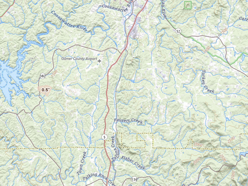 Radar-estimated hail-size map of the storm over Talking Rock, GA on May 6, 2026