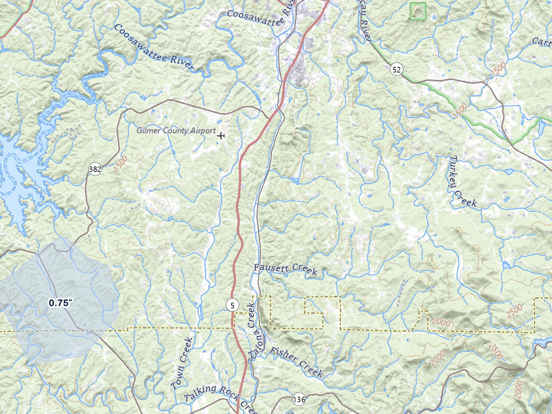 NEXRAD radar-signature map of the hail storm over Talking Rock, GA on Jul 4, 2026