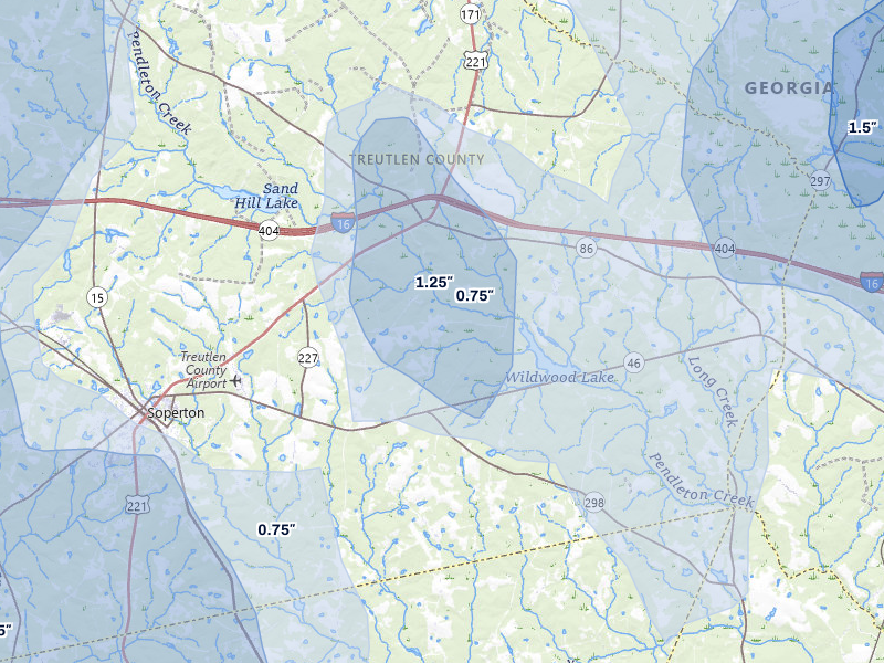 NEXRAD radar-signature map of the hail storm over Tarrytown, GA on May 17, 2026