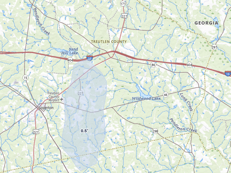 NEXRAD radar-signature map of the hail storm over Tarrytown, GA on Jul 27, 2026
