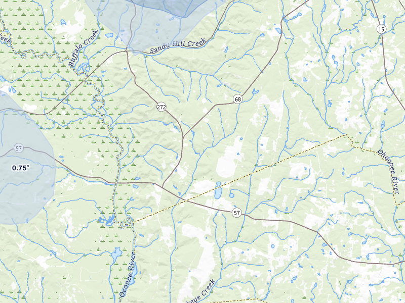 NEXRAD radar-signature map of the hail storm over Tennille, GA on Aug 13, 2026