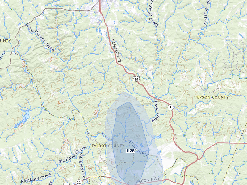 NEXRAD radar-signature map of the hail storm over Thomaston, GA on Aug 11, 2026