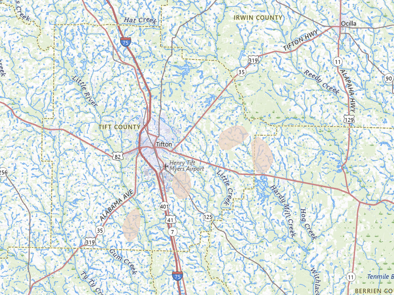 Radar-estimated hail-size map of the storm over Tifton, GA on May 22, 2026