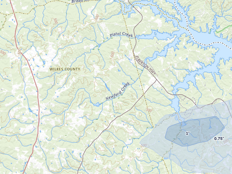 NEXRAD radar-signature map of the hail storm over Tignall, GA on Jul 10, 2026