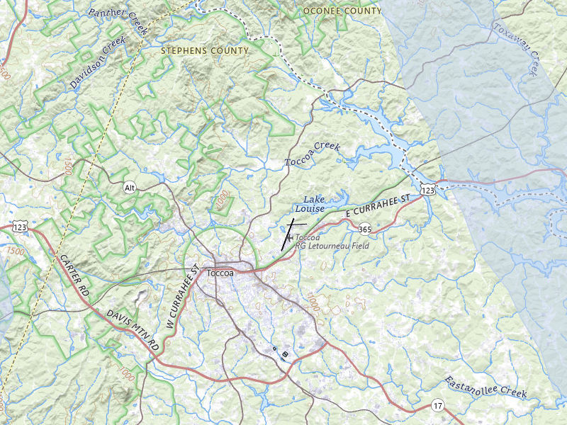 NEXRAD radar-signature map of the hail storm over Toccoa, GA on Jul 28, 2026