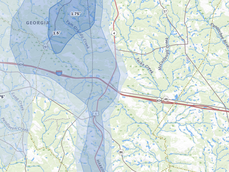 NEXRAD radar-signature map of the hail storm over Twin City, GA on May 17, 2026