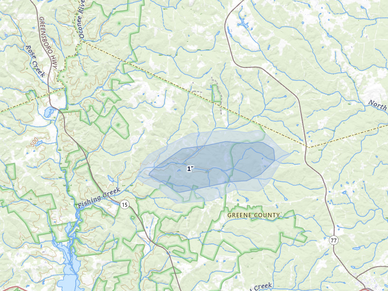 NEXRAD radar-signature map of the hail storm over Union Point, GA on Jul 11, 2026