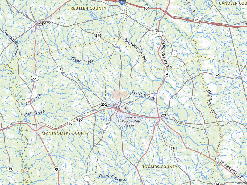 Radar-estimated hail-size map of the storm over Vidalia, GA on Jun 29, 2026