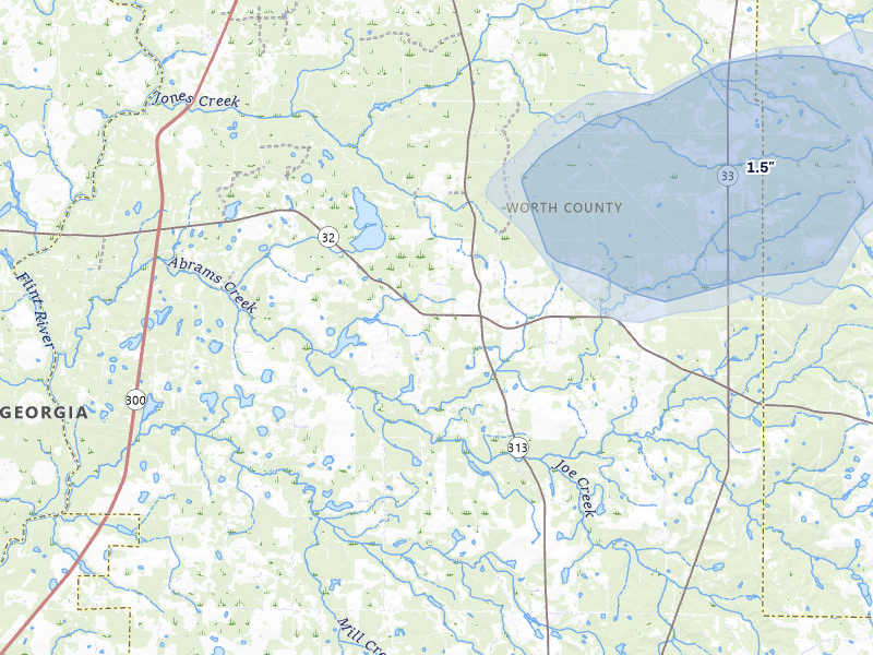 NEXRAD radar-signature map of the hail storm over Warwick, GA on Jul 10, 2026