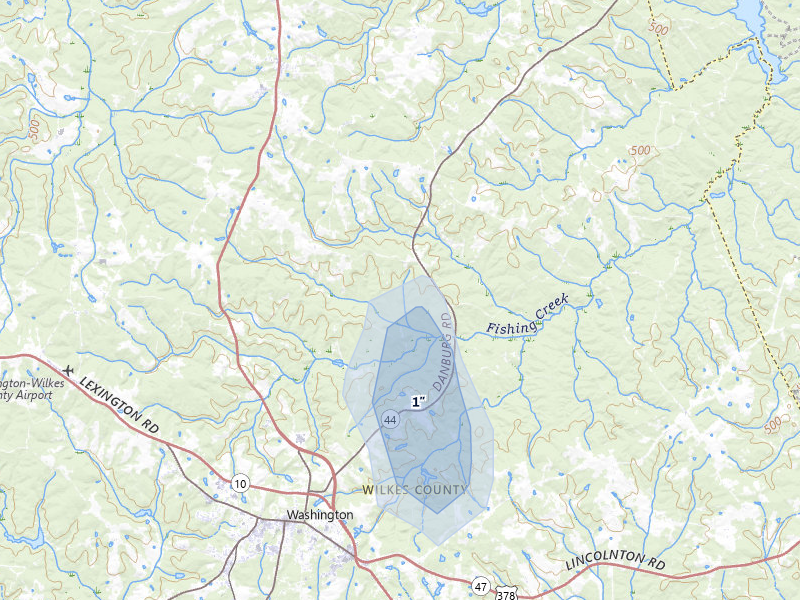 NEXRAD radar-signature map of the hail storm over Washington, GA on Jun 27, 2026