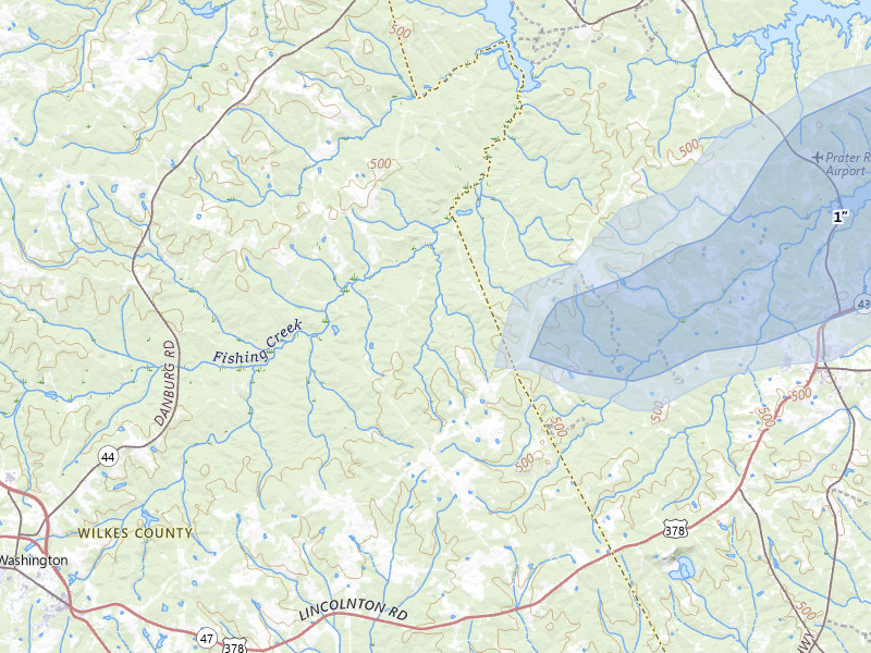 NEXRAD radar-signature map of the hail storm over Washington, GA on Aug 21, 2026