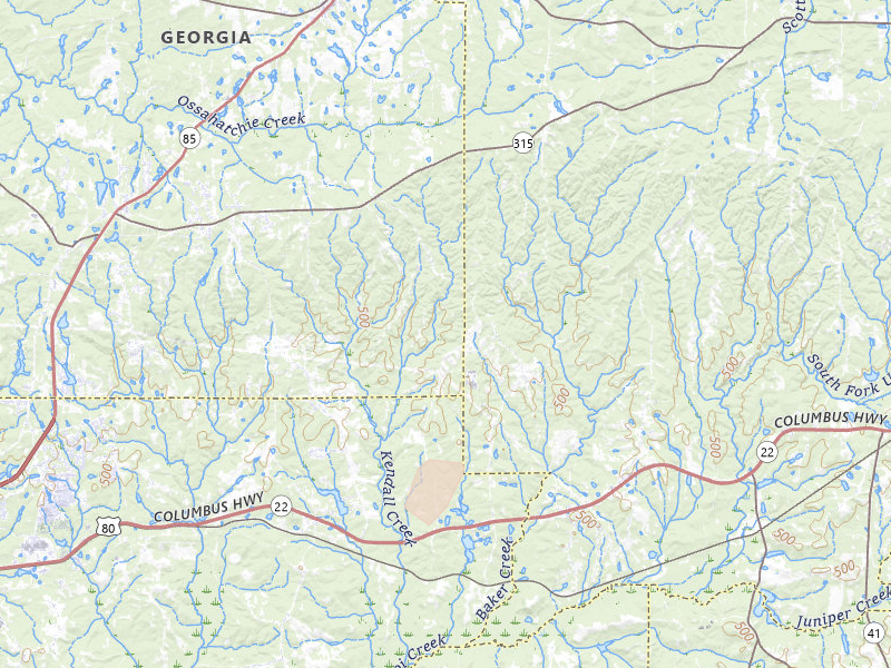 Radar-estimated hail-size map of the storm over Waverly Hall, GA on May 22, 2026