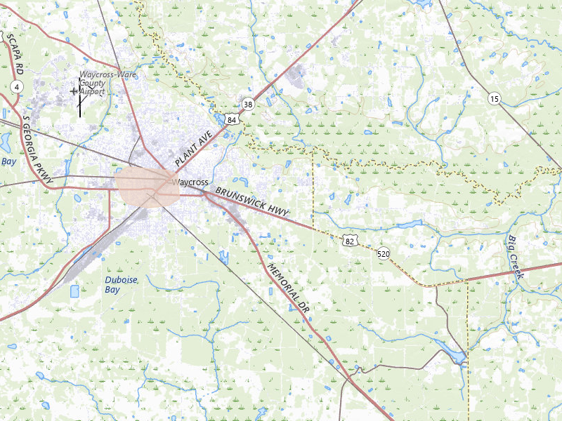 Radar-estimated hail-size map of the storm over Waycross, GA