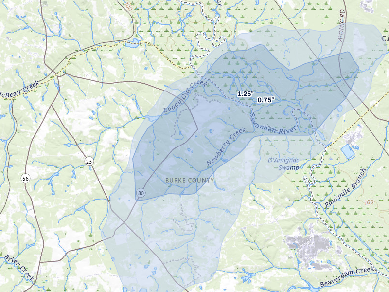 NEXRAD radar-signature map of the hail storm over Waynesboro, GA on Jun 29, 2026