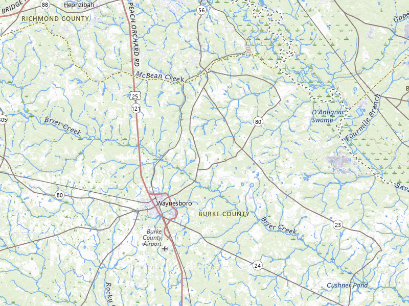 Radar-estimated hail-size map of the storm over Waynesboro, GA on Jul 12, 2026