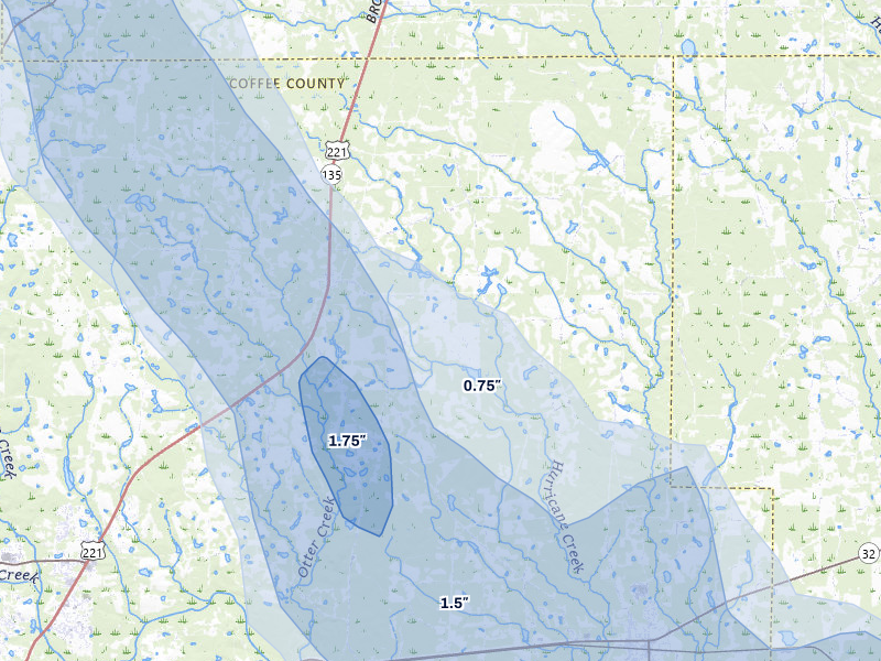 NEXRAD radar-signature map of the hail storm over West Green, GA on May 17, 2026