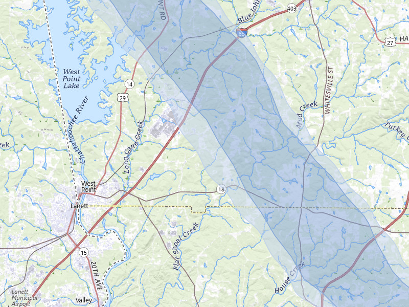 NEXRAD radar-signature map of the hail over West Point, GA