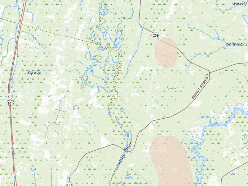 Radar-estimated hail-size map of the storm over White Oak, GA on Aug 13, 2026